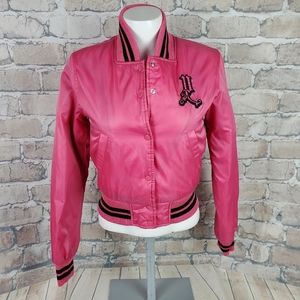 Pink Pony Quilted Bomber Jacket Pink Sz Small